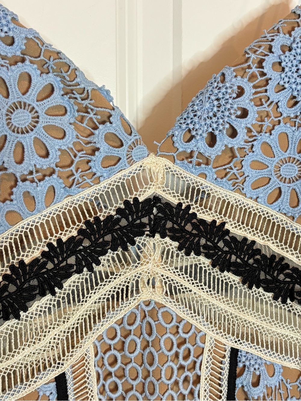 Self-Portrait Blue Black White Floral Lace Midi Dress 8 - Picture 4 of 13